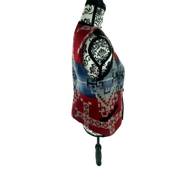 Pendleton Womens Southwestern Wool Vest Small Red/Blue Geometric Pattern USA Fab - Picture 6 of 16